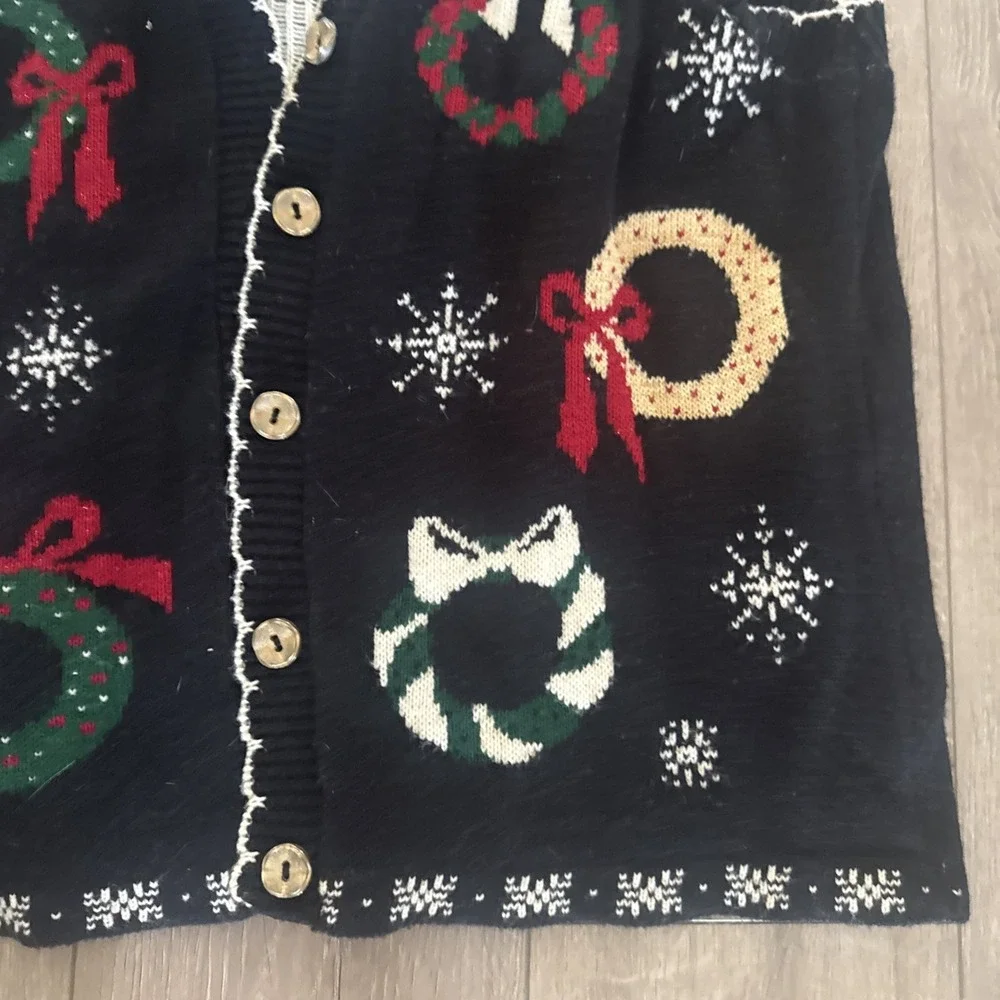 Vintage Willow Ridge Christmas Black Scalloped Wreath Wreaths Vest‎ Size 2XL??